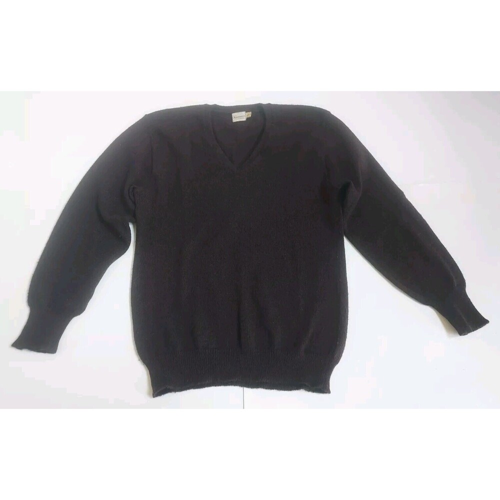 Vintage Mens Kaufmanns Pittsburgh Brown Virgin Wool V Neck LS Sweater 38" Chest